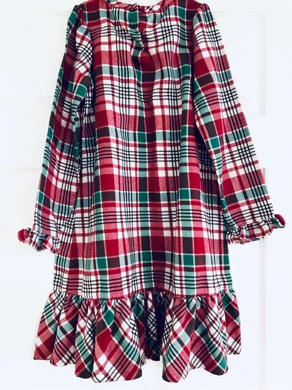 GYMBOREE Plaid Flannel Ruffle Hem Nightgown